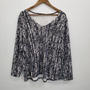 LIVI Lane‎ Bryant Womens Soft Long-Sleeve V-Neck T-Shirt Plus 18/20 Black White